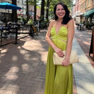 Beautiful bright green pleated dress